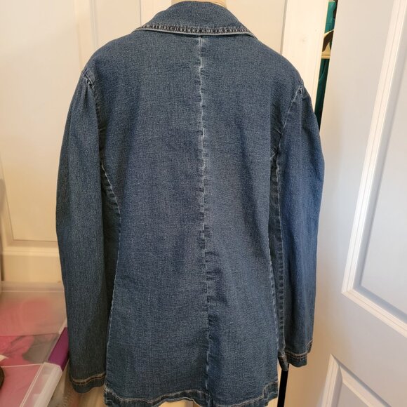 Est. 1946 Nautical Style Puff Shoulder 1980's Relaxed Fit Denim Jacket - Picture 2 of 14